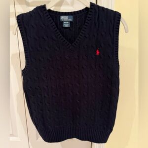 Polo Ralph Lauren-  Boys V-Neck Cable Sweater Vest, Navy, Size M(10-12) EUC